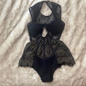 Zimmermann Navy and Gold One Piece Swimsuit